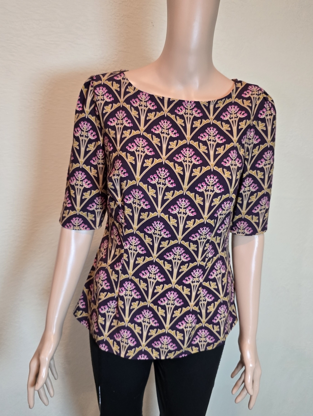 Boden Short Sleeve Floral Multicolor Blouse Top Size 4 - Picture 3 of 11